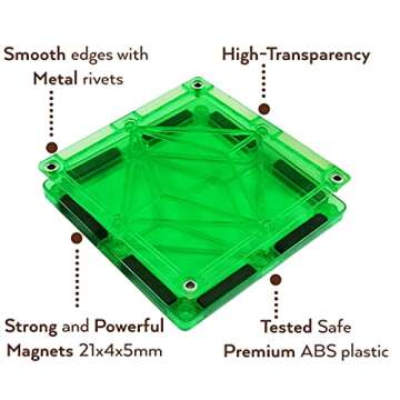 TOYLI Magnetic Tiles Clear Colors Magnet Blocks for Kids Magnetic Tiles STEM Magnetic Blocks Connect Tiles Activities Magnetic Blocks for Toddlers Girls Boys Magnetic Toys
