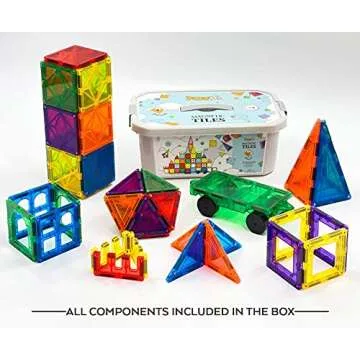 TOYLI Magnetic Tiles Clear Colors Magnet Blocks for Kids Magnetic Tiles STEM Magnetic Blocks Connect Tiles Activities Magnetic Blocks for Toddlers Girls Boys Magnetic Toys