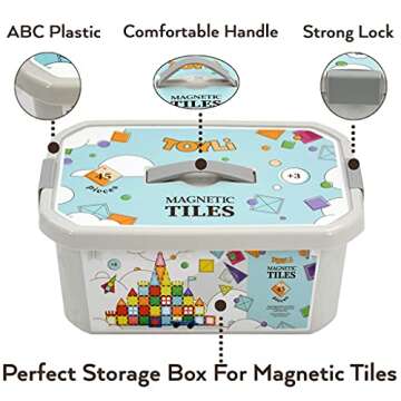 TOYLI Magnetic Tiles Clear Colors Magnet Blocks for Kids Magnetic Tiles STEM Magnetic Blocks Connect Tiles Activities Magnetic Blocks for Toddlers Girls Boys Magnetic Toys