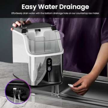 Nugget Ice Maker Countertop, 35Lbs/24H Portable Table Top Machine with Chewable & Crushed Ice, Self-Cleaning, One-Touch Operation for Home, Kitchen & Office(Stainless Steels Silver)