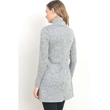 HELLO MIZ Women's Sweater Knit Maternity Long Sleeve Tunic Top (Medium, H.Grey)