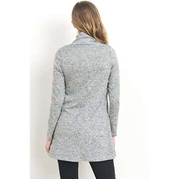 HELLO MIZ Women's Sweater Knit Maternity Long Sleeve Tunic Top (Medium, H.Grey)