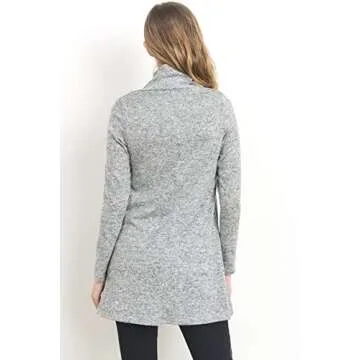 HELLO MIZ Women's Sweater Knit Maternity Long Sleeve Tunic Top (Medium, H.Grey)