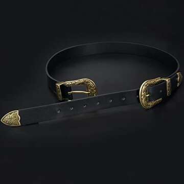 XZQTIVE Women Leather Belt Ladies Vintage Western Belt Retro Cowgirl Leather Belt Black Waist Belt for Pants Jeans Dresses