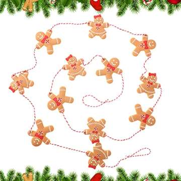 4 Pieces Gingerbread Man Christmas Garlands Christmas Gingerbread Banners Decorative Hanging Garland Mini Gingerbread Man Garland Decor Christmas Decorations for Christmas Home Tree Wall Decoration