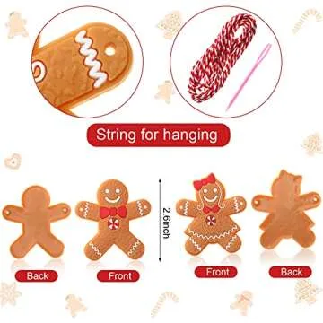 4 Pieces Gingerbread Man Christmas Garlands Christmas Gingerbread Banners Decorative Hanging Garland Mini Gingerbread Man Garland Decor Christmas Decorations for Christmas Home Tree Wall Decoration
