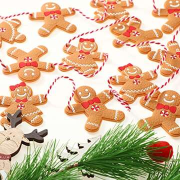 4 Pieces Gingerbread Man Christmas Garlands Christmas Gingerbread Banners Decorative Hanging Garland Mini Gingerbread Man Garland Decor Christmas Decorations for Christmas Home Tree Wall Decoration