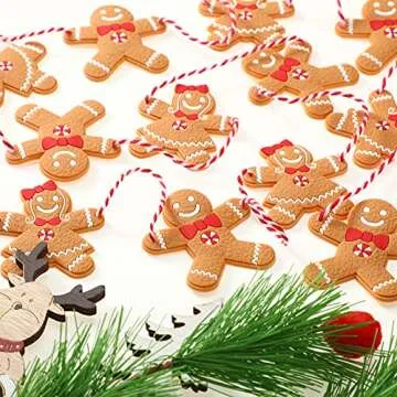 4 Pieces Gingerbread Man Christmas Garlands Christmas Gingerbread Banners Decorative Hanging Garland Mini Gingerbread Man Garland Decor Christmas Decorations for Christmas Home Tree Wall Decoration