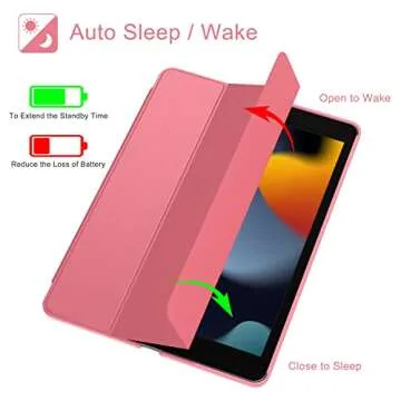 Soke Case for iPad 9th Generation 2021/ iPad 8th Generation 2020/ iPad 7th Gen 2019, [Slim Trifold Stand + Auto Wake/Sleep], Premium Protective Hard PC Back Cover for iPad 10.2 Inch (Hibiscus)