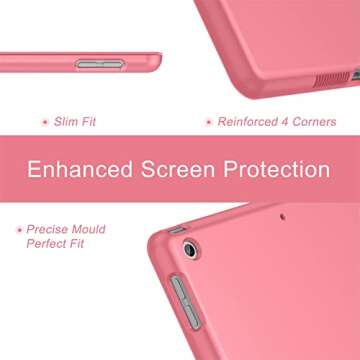 Soke Case for iPad 9th Generation 2021/ iPad 8th Generation 2020/ iPad 7th Gen 2019, [Slim Trifold Stand + Auto Wake/Sleep], Premium Protective Hard PC Back Cover for iPad 10.2 Inch (Hibiscus)