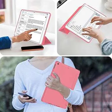 Soke Case for iPad 9th Generation 2021/ iPad 8th Generation 2020/ iPad 7th Gen 2019, [Slim Trifold Stand + Auto Wake/Sleep], Premium Protective Hard PC Back Cover for iPad 10.2 Inch (Hibiscus)