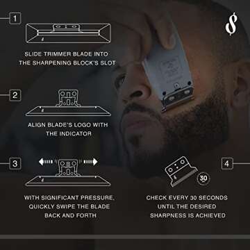 The Rich Barber 1 Minute Blade Modifier - Trimmer Blade Sharpener with Diamond Metal Stone for Professional & Home Use - Closer Shaves, Sharper Lines, Less Ingrown Hair - Compatible with Most Brands