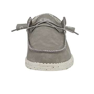 Hey Dude Men's Wally Recycled Leather Silver Birch Size M8 | Men’s Shoes | Men's Lace Up Loafers | Comfortable & Light-Weight