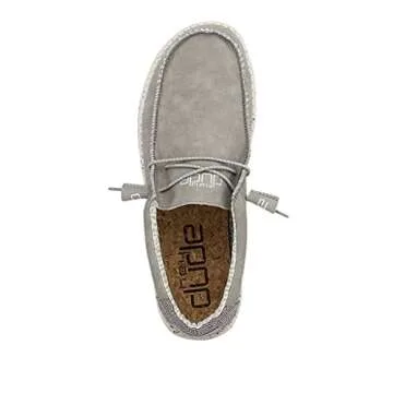 Hey Dude Men's Wally Recycled Leather Silver Birch Size M8 | Men’s Shoes | Men's Lace Up Loafers | Comfortable & Light-Weight