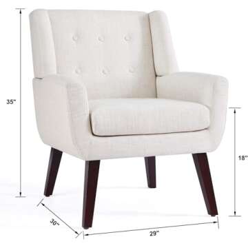 HUIMO Accent Chair Living Room Chair, Upholstered Button Tufted Armchair, Linen Fabric Sofa Chairs f...