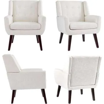 HUIMO Accent Chair Stylish Upholstered Armchair - Beige