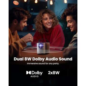 NEBULA Mars 3 Air GTV Projector - Netflix Officially Licensed, 400 ANSI-Lumen Brightness, Native 1080P, Dolby Digital Sound,150-Inch Picture, Built-In Battery for 2.5 Hours of Playtime Anywhere.