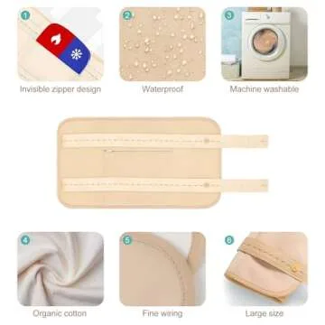 9 Pcs Castor Oil Pack Wrap Organic Cotton for Liver Detox, Stomach, Belly, Neck, Breast, Knee, Foot & Entire Body, Reusable Pads Kit for Hot/Cold Compress with Adjustable Elastic Strap