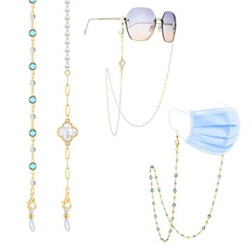 Elegant Buleens Glasses Chain Set with Pearls and Crystals