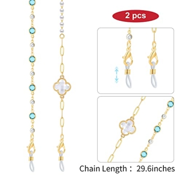Elegant Buleens Glasses Chain Set with Pearls and Crystals