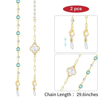 Elegant Buleens Glasses Chain Set with Pearls and Crystals
