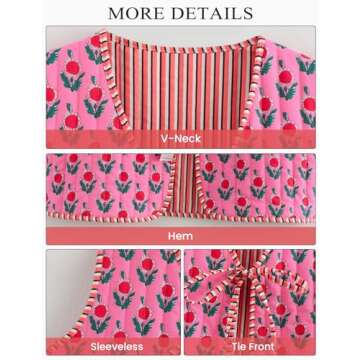 Wyeysyt Women's Cropped Floral Quilted Puffer Vest Printed Lightweight Sleeveless Padded Gilet Outwear(02RoseRed-S)