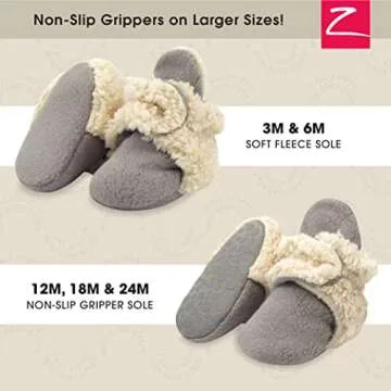 Zutano Unisex Fleece Baby Booties: Cozy Organic Cotton Comfort for Infants in Gray