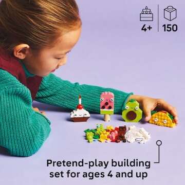 LEGO Classic Creative Food Friends Building Toy Set - Pretend Play Food for Kids, Boys and Girls, Ag...