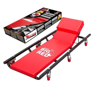 BIG RED TR6452 Torin Rolling Garage/Shop Creeper: 40" Padded Mechanic Cart with Adjustable Headrest ...