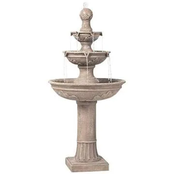 Stafford Italian Outdoor Floor Bubbler Fountain and Waterfalls 48" High 3 Tiered Basins for Yard Gar...