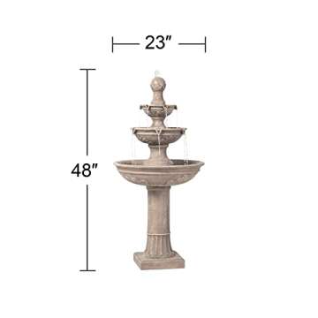 Stafford Italian Outdoor Floor Bubbler Fountain and Waterfalls 48" High 3 Tiered Basins for Yard Garden Patio Backyard Deck Home Lawn Porch House Relaxation Exterior Balcony - John Timberland