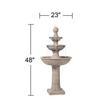 Stafford Italian Outdoor Floor Bubbler Fountain and Waterfalls 48" High 3 Tiered Basins for Yard Garden Patio Backyard Deck Home Lawn Porch House Relaxation Exterior Balcony - John Timberland