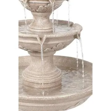 Stafford Italian Outdoor Floor Bubbler Fountain and Waterfalls 48" High 3 Tiered Basins for Yard Garden Patio Backyard Deck Home Lawn Porch House Relaxation Exterior Balcony - John Timberland
