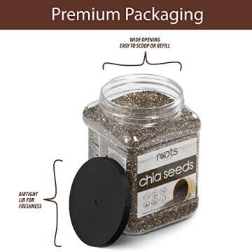 Roots Circle Non-GMO Chia Seeds | 1.3 Pound (Pack of 1) Raw Superfood, Vegan, Kosher, Nut & Gluten Free, Keto & Paleo Friendly | Add Omega 3 & Protein to your Salad, Smoothie, Oatmeal, & Acai Bowl