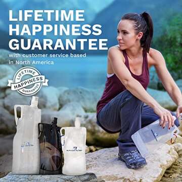 Survivor Filter 1L Clear Collapsible Water Bottles - Travel, Hiking, Foldable, BPA-Free - 2 x 33oz