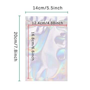 100 Pieces Resealable Smell Proof Bags - 5.5 x 7.8 Inches Foil Pouch Bags， Flat Clear Ziplock Food...