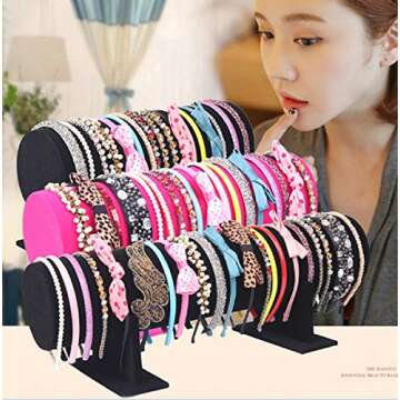 Stylish Black Velvet Jewelry Headband for Display