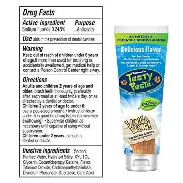 Tanner's Tasty Paste Vanilla Bling - Anticavity Fluoride Children’s Toothpaste/Great Tasting, Safe, and Effective Vanilla Flavored Toothpaste for Kids (4.2 oz.)