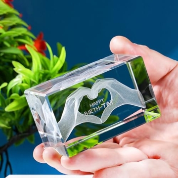 LENOAPHYS 3D Taylor Heart Hands Crystal Sculpture