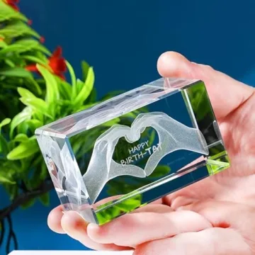 LENOAPHYS 3D Taylor Heart Hands Crystal Sculpture