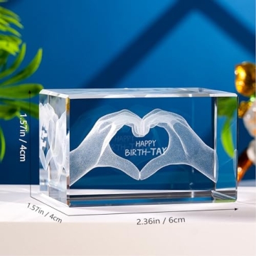 LENOAPHYS 3D Taylor Heart Hands Crystal Sculpture