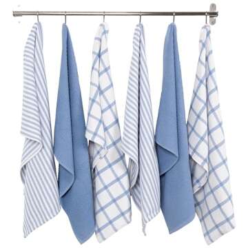 KAF Home Premium Kitchen Towels (18" x 28"), Large 100% Cotton, Flat & Terry Absorbent Dish Towel Se...