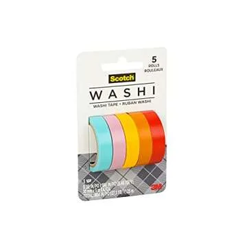 Scotch Washi Tape, Summer Design, 5 Rolls, Great for Bullet Journaling, Scrapbooking and DIY Décor (C1017-5-P4)