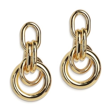 JeanBeau Gold Chunky Statement Geometric Dangle Drop Earrings for Women, Trendy Hollow Lightweight T...