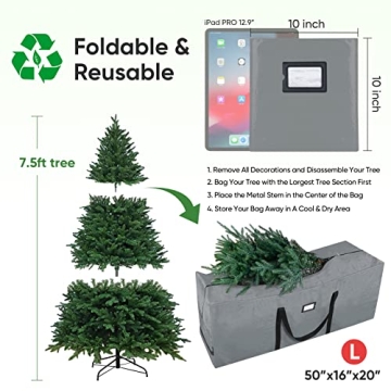 BALEINE 7.5 ft Christmas Tree Storage Bag Heavy Duty Gray