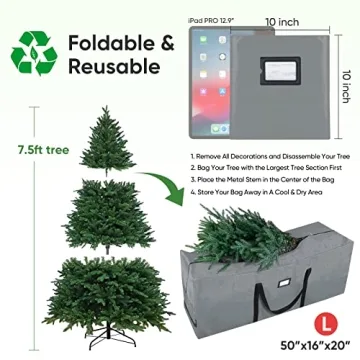 BALEINE 7.5 ft Christmas Tree Storage Bag Heavy Duty Gray