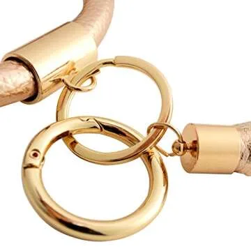 Coolcos Key Ring Bracelets Wristlet Keychain Bangle Keyring - Large Circle Leather Tassel Bracelet H...