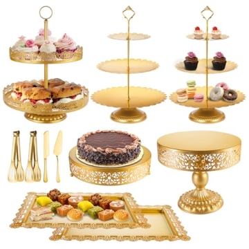 ELIMTEC Gold Cake Stand Dessert Table Set for Celebrations