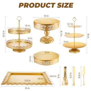ELIMTEC Gold Cake Stand Dessert Table Set for Celebrations
