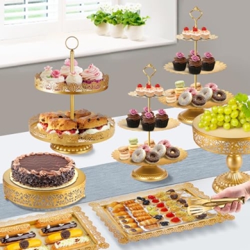 ELIMTEC Gold Cake Stand Dessert Table Set for Celebrations